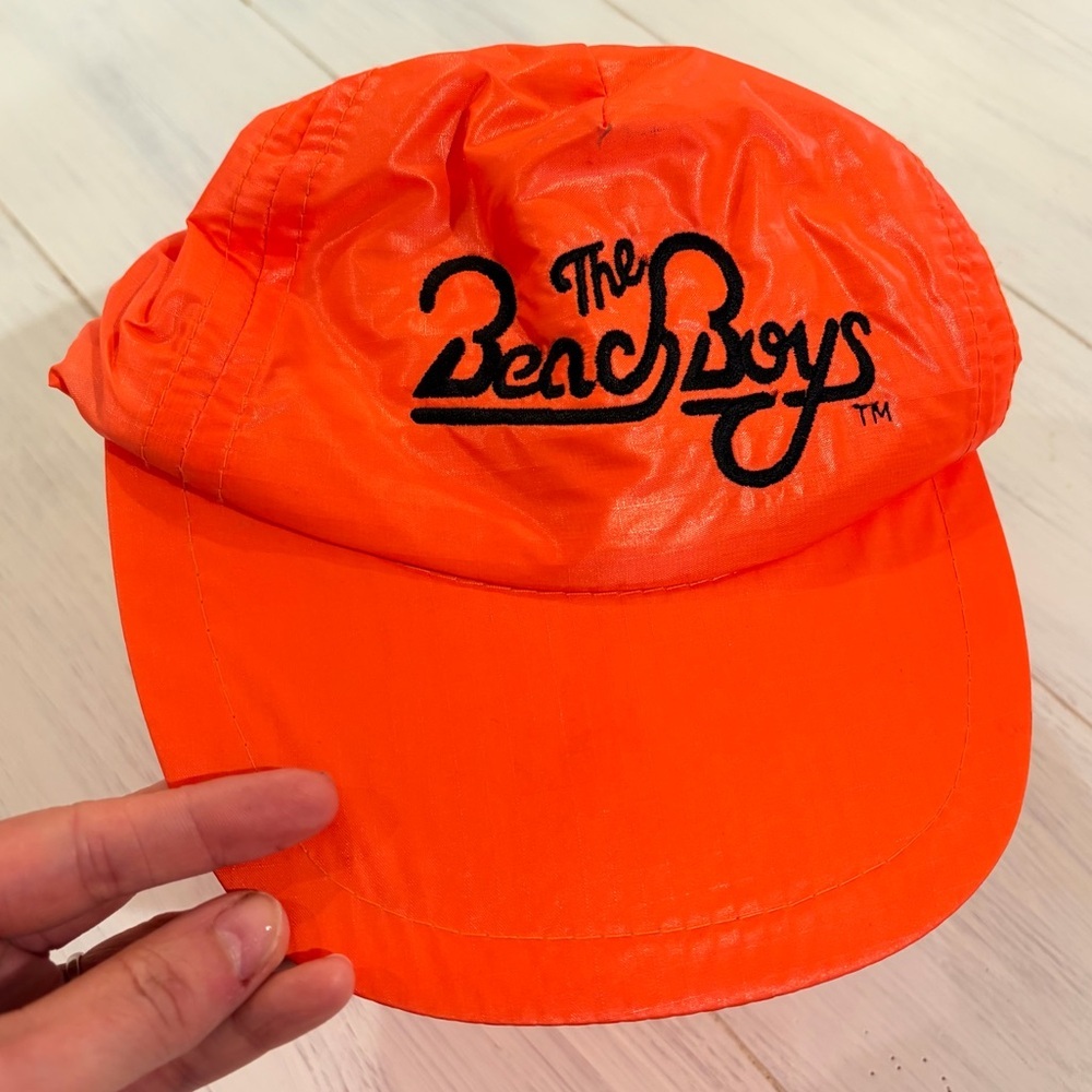 Sold Vintage The Beach Boys 1980s neon, orange trucker hat, baseball cap sna